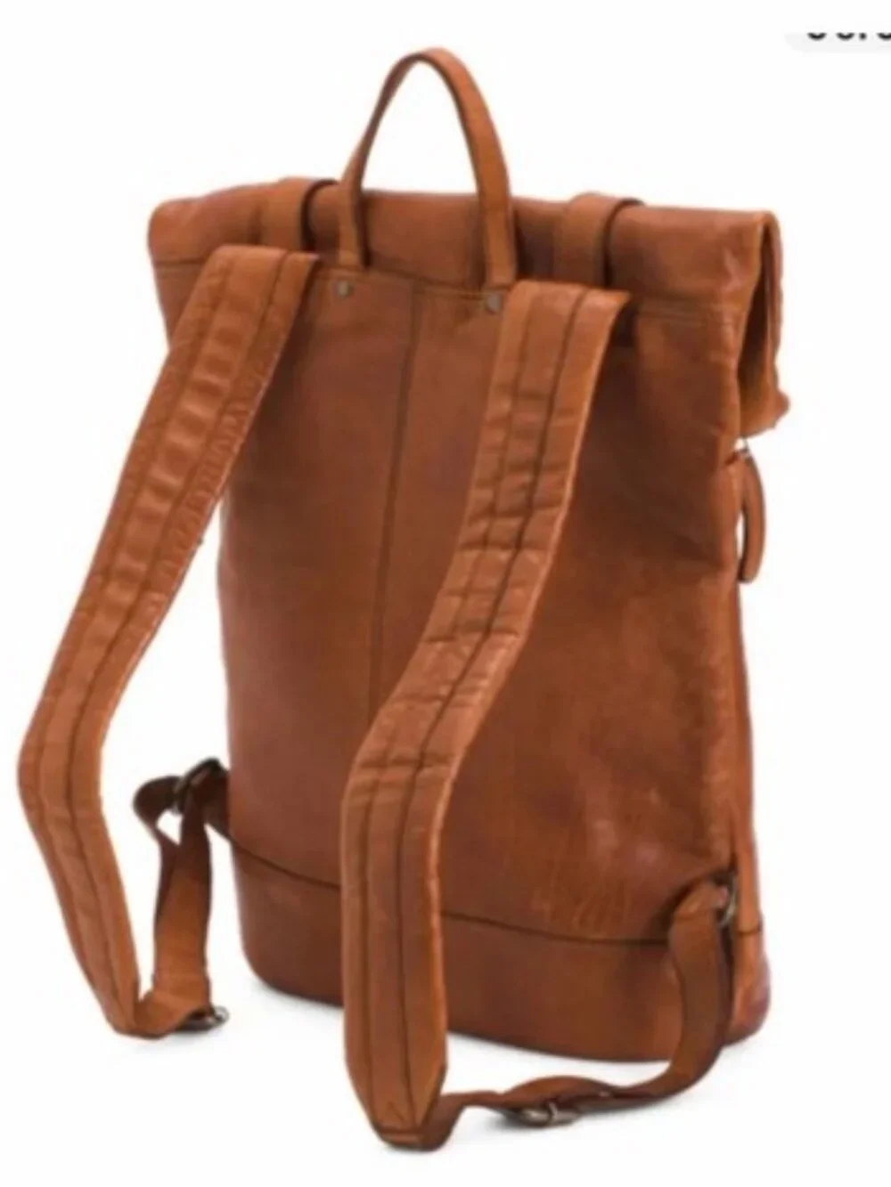 Vilenca Holland Tan Leather Roll-Top Backpack